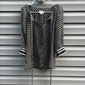 Milly | Black White Polka Dot Silk Blouse size 6